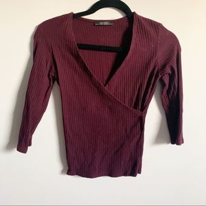 Bershka Cross Front VNeck Top - Medium